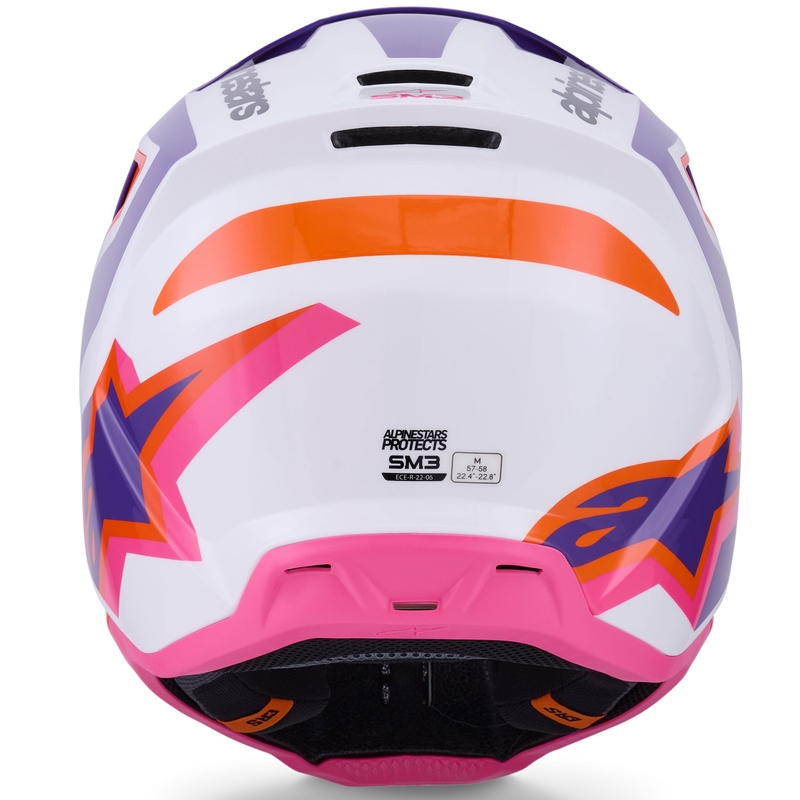 Casco de motocross Alpinestars S-M3 Heat blanco-morado-rosa