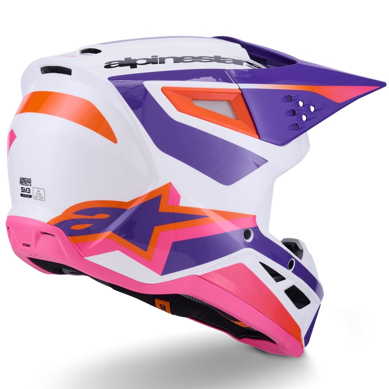 Casco de motocross Alpinestars S-M3 Heat blanco-morado-rosa
