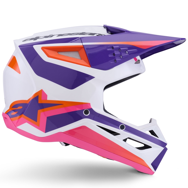 Casco de motocross Alpinestars S-M3 Heat blanco-morado-rosa