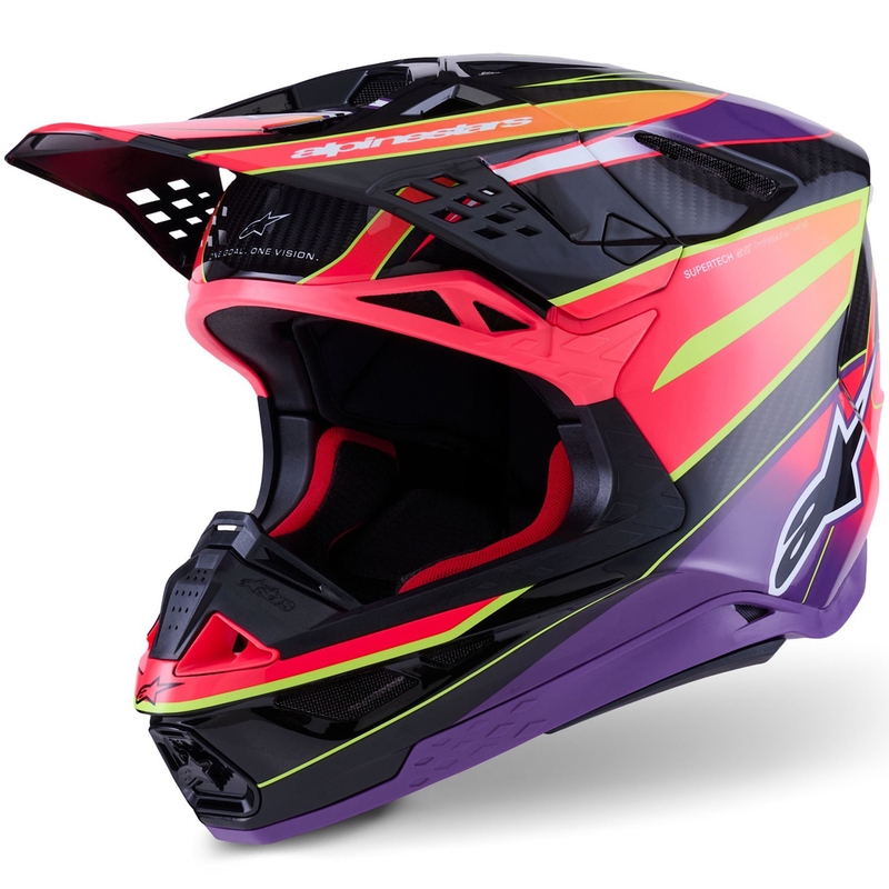 Casco de motocross Alpinestars Supertech S-M10 Era rosa-morado-amarillo fluorescente