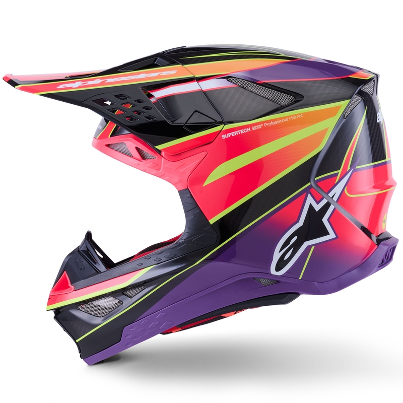 Casco de motocross Alpinestars Supertech S-M10 Era rosa-morado-amarillo fluorescente