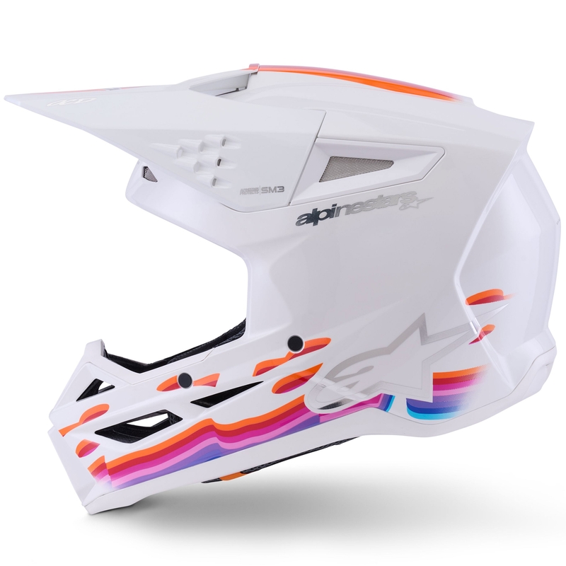 Casco de motocross Alpinestars S-M3 Force blanco-amarillo-rosa-violeta