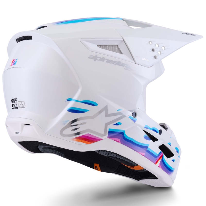 Casco de motocross Alpinestars S-M3 Force blanco-amarillo-rosa-violeta
