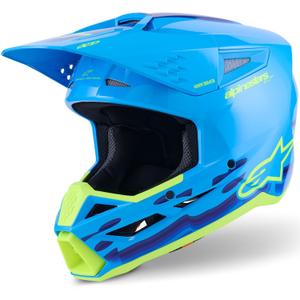 Casco de motocross Alpinestars S-M3 Force azul-amarillo fluorescente