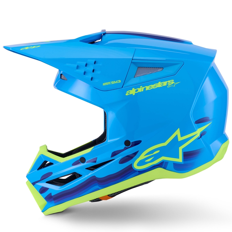 Casco de motocross Alpinestars S-M3 Force azul-amarillo fluorescente