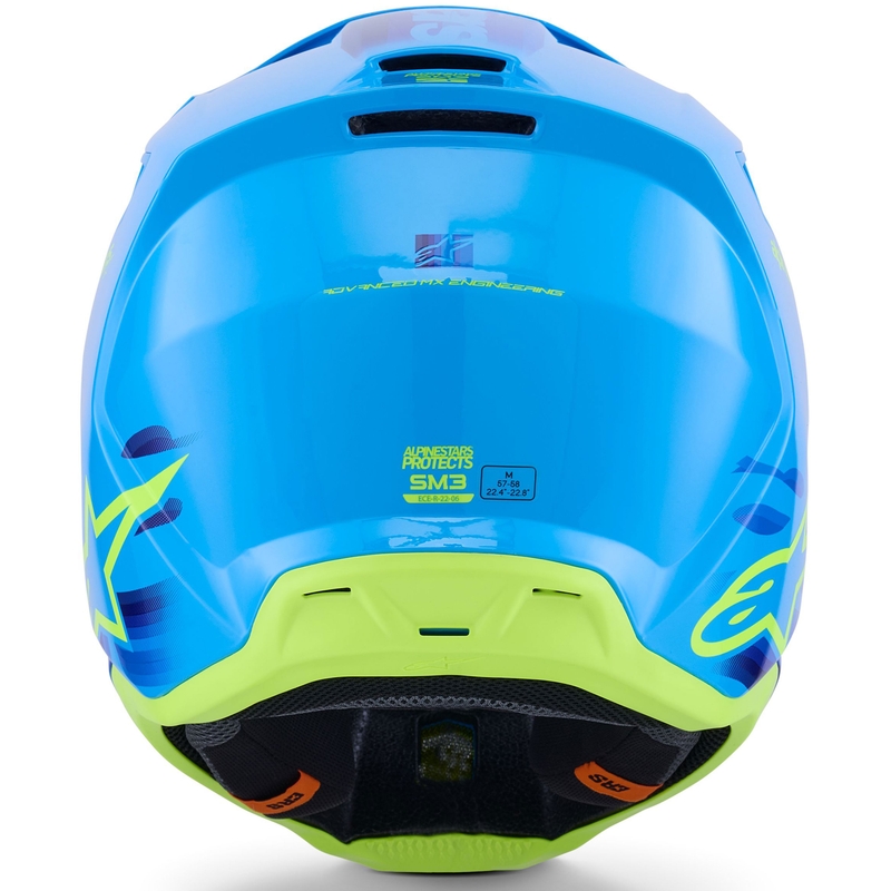Casco de motocross Alpinestars S-M3 Force azul-amarillo fluorescente