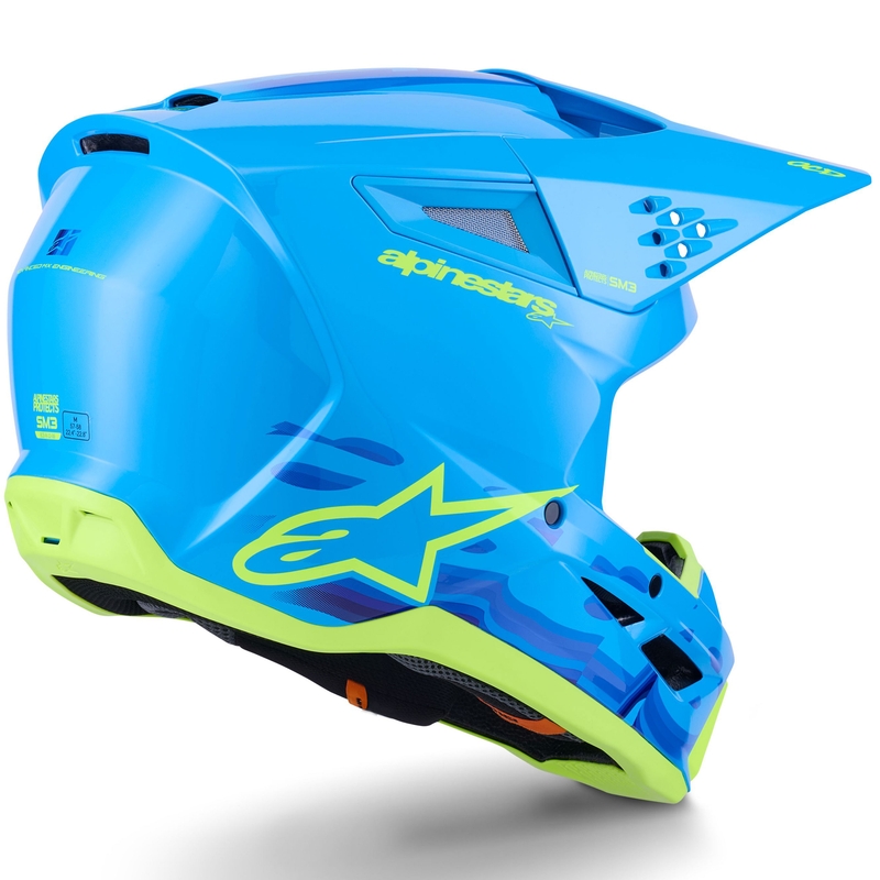 Casco de motocross Alpinestars S-M3 Force azul-amarillo fluorescente