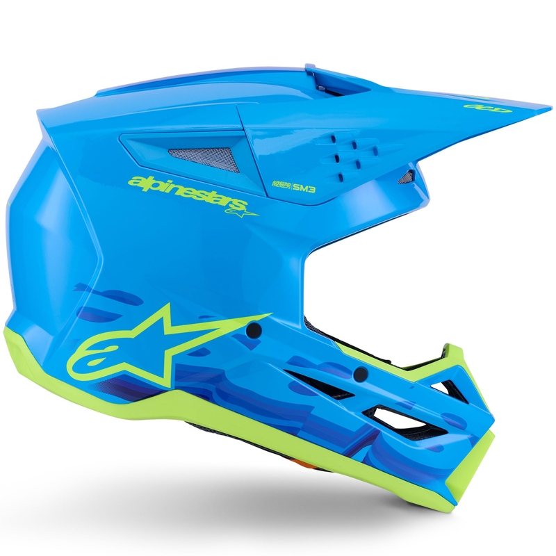 Casco de motocross Alpinestars S-M3 Force azul-amarillo fluorescente