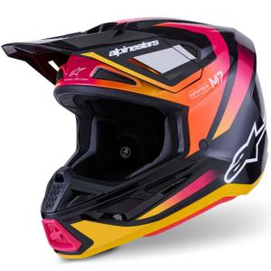 Casco de motocross Alpinestars SM7 Rise negro-amarillo-rosa fluorescente