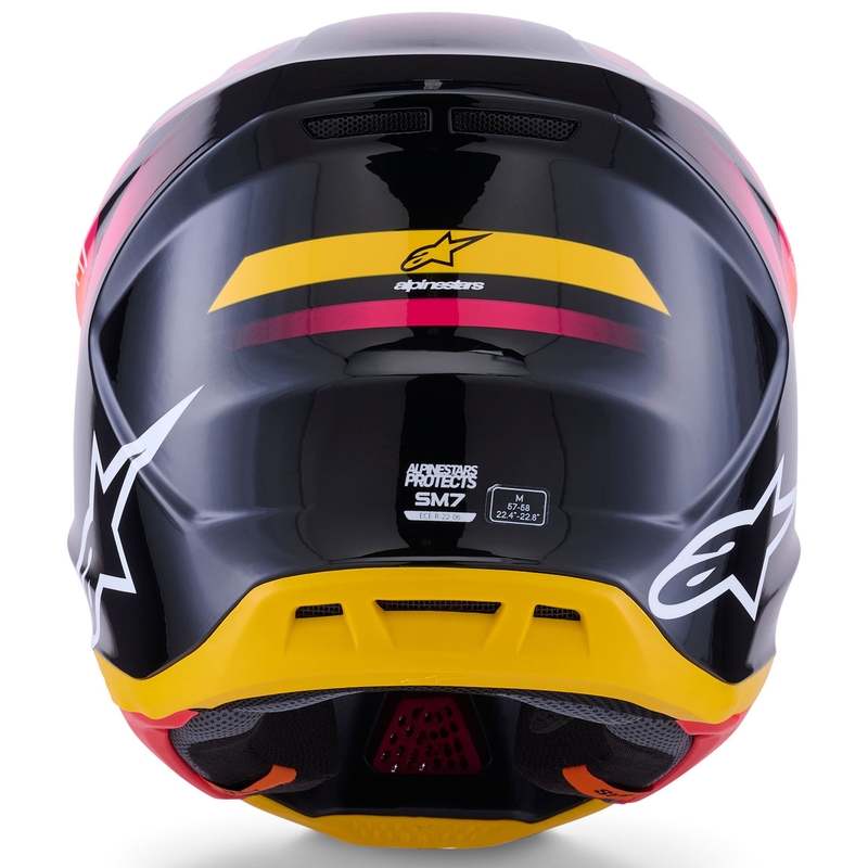 Casco de motocross Alpinestars SM7 Rise negro-amarillo-rosa fluorescente