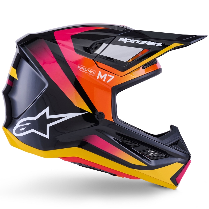 Casco de motocross Alpinestars SM7 Rise negro-amarillo-rosa fluorescente