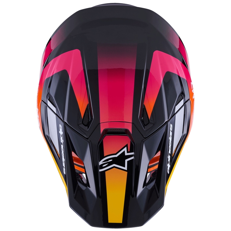 Casco de motocross Alpinestars SM7 Rise negro-amarillo-rosa fluorescente