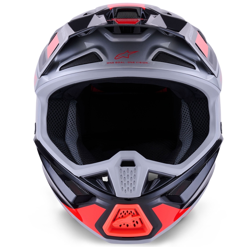 Casco de motocross Alpinestars SM7 Rise negro-plata-rojo fluorescente