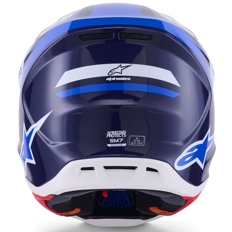 Casco de motocross Alpinestars SM7 Rise azul-blanco