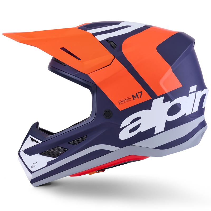 Casco de motocross Alpinestars SM7 Core en naranja mate, azul y blanco