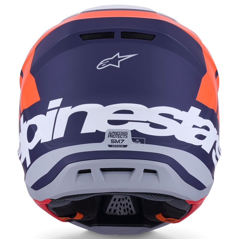 Casco de motocross Alpinestars SM7 Core en naranja mate, azul y blanco