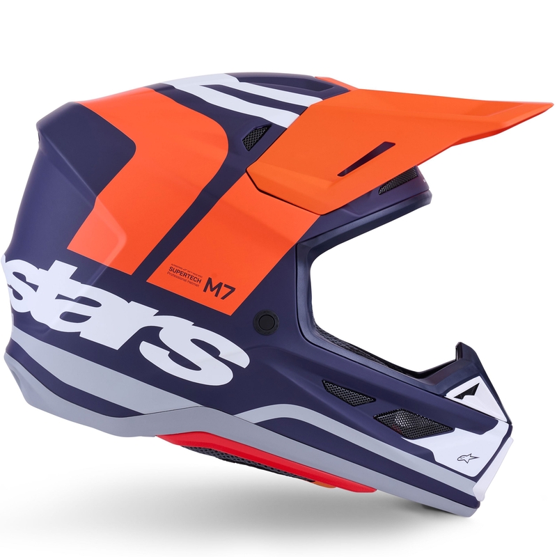 Casco de motocross Alpinestars SM7 Core en naranja mate, azul y blanco