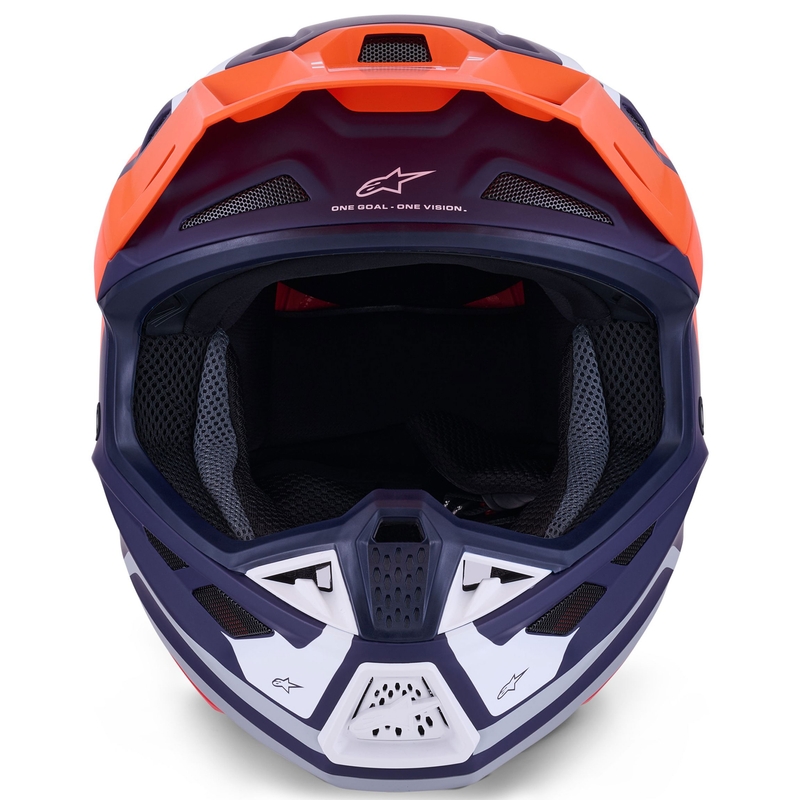 Casco de motocross Alpinestars SM7 Core en naranja mate, azul y blanco
