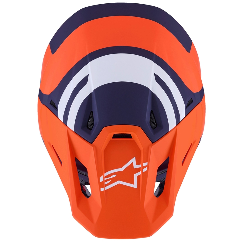 Casco de motocross Alpinestars SM7 Core en naranja mate, azul y blanco