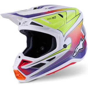 Casco de motocross Alpinestars SM7 Fuse blanco-amarillo fluorescente-violeta