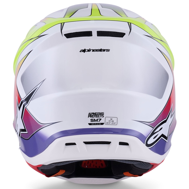 Casco de motocross Alpinestars SM7 Fuse blanco-amarillo fluorescente-violeta