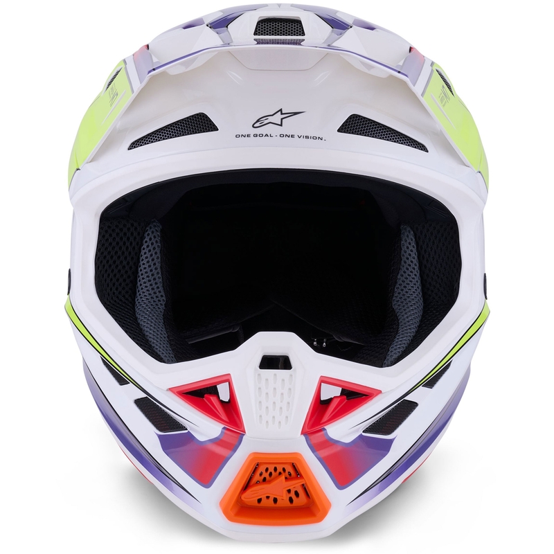 Casco de motocross Alpinestars SM7 Fuse blanco-amarillo fluorescente-violeta