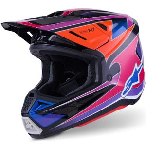 Casco de motocross Alpinestars SM7 Fuse azul-morado-rosa