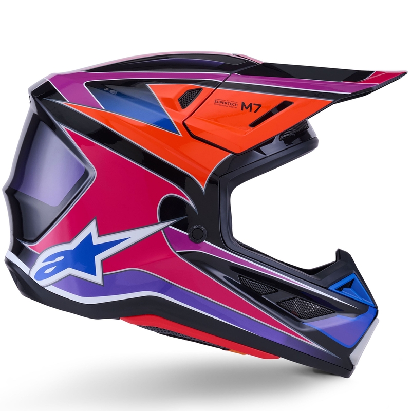 Casco de motocross Alpinestars SM7 Fuse azul-morado-rosa