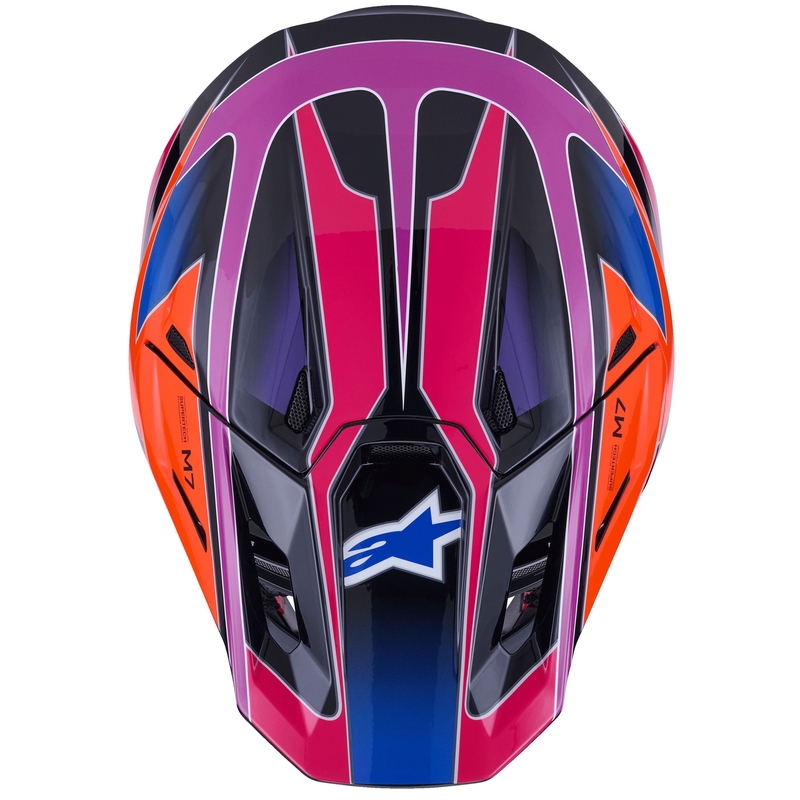 Casco de motocross Alpinestars SM7 Fuse azul-morado-rosa