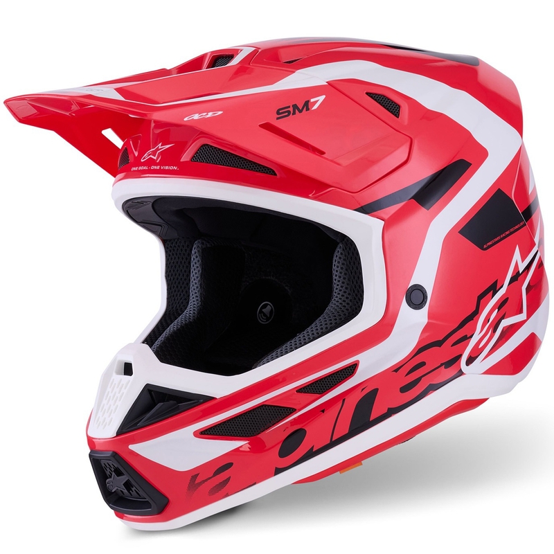 Casco de motocross Alpinestars SM7 Deed rojo-negro-blanco