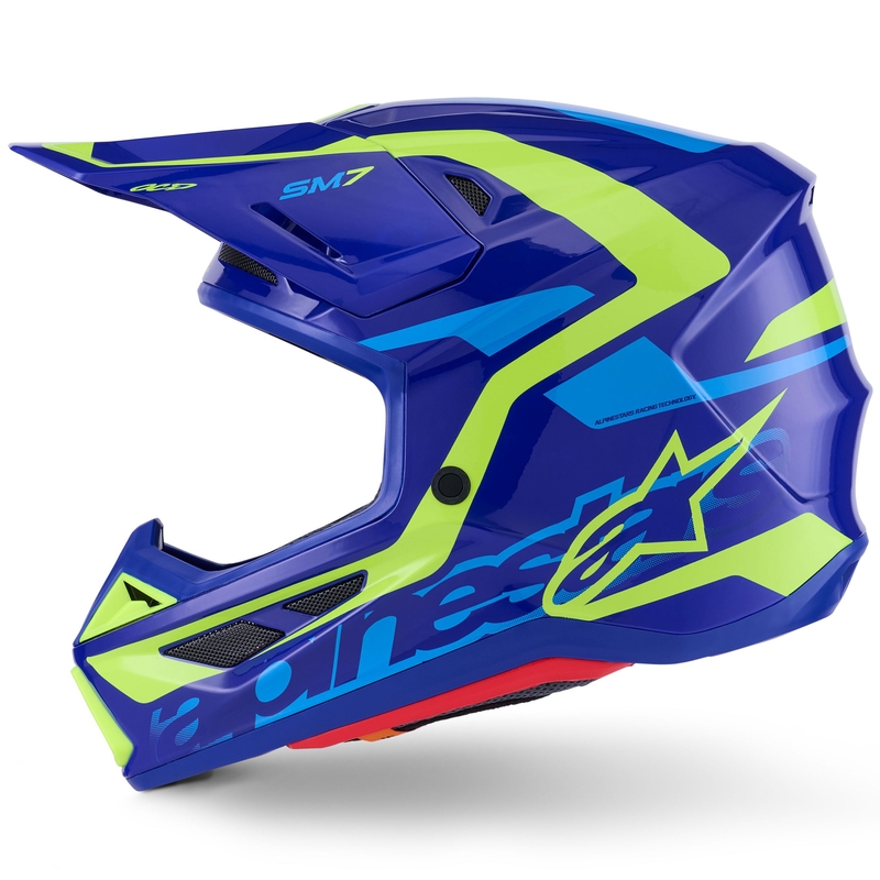 Casco de motocross Alpinestars SM7 Deed azul-amarillo fluorescente