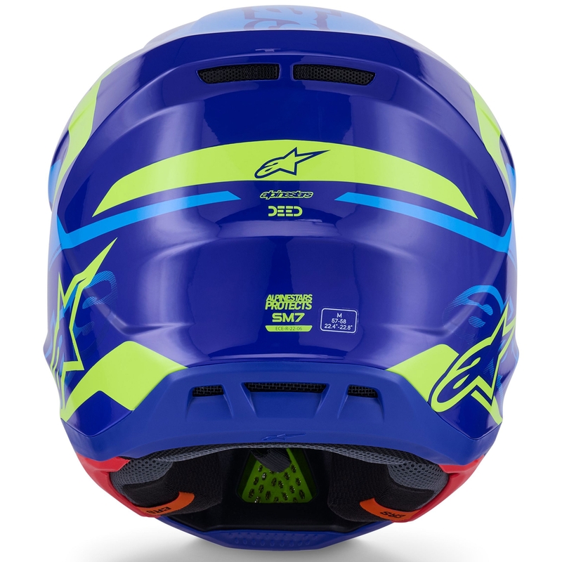 Casco de motocross Alpinestars SM7 Deed azul-amarillo fluorescente