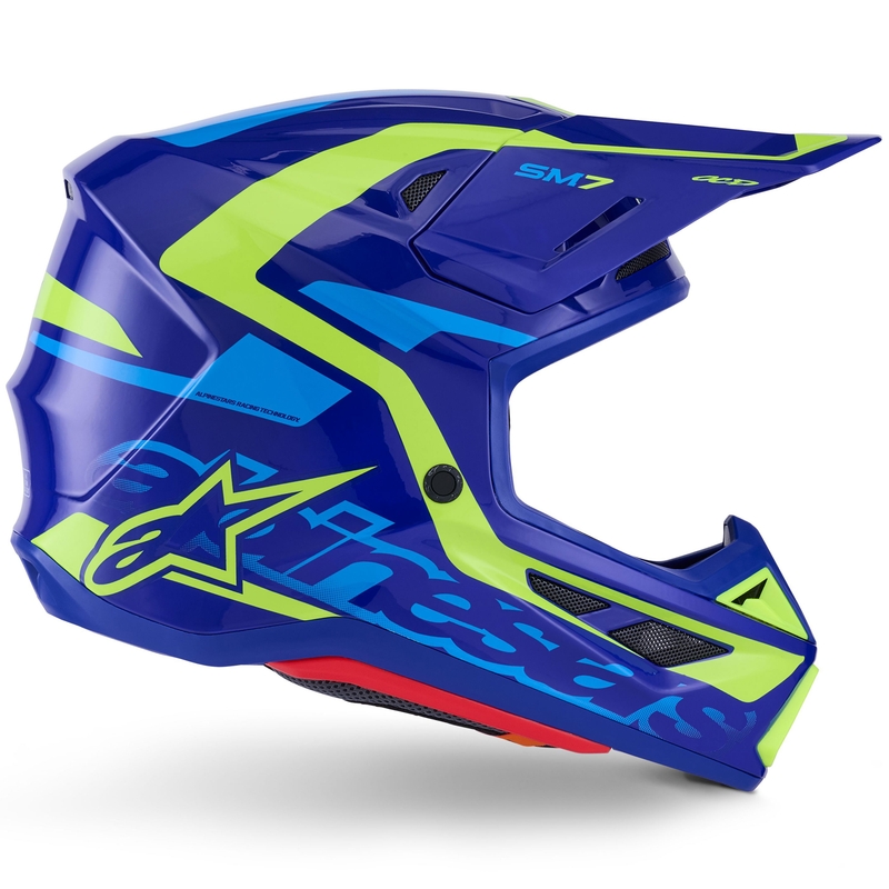 Casco de motocross Alpinestars SM7 Deed azul-amarillo fluorescente