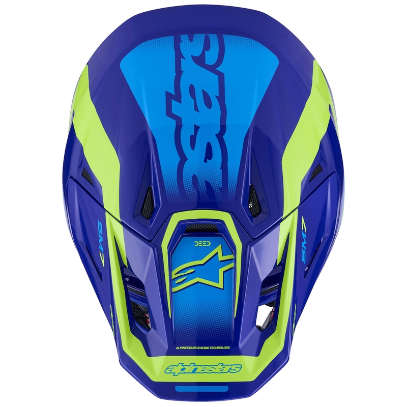 Casco de motocross Alpinestars SM7 Deed azul-amarillo fluorescente