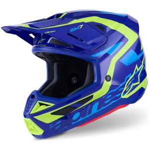 Casco de motocross Alpinestars SM7 Deed azul-amarillo fluorescente