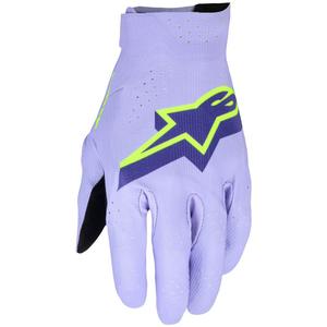 Guantes de motocross Alpinestars Supertech MX en tonos lavanda, morado y amarillo