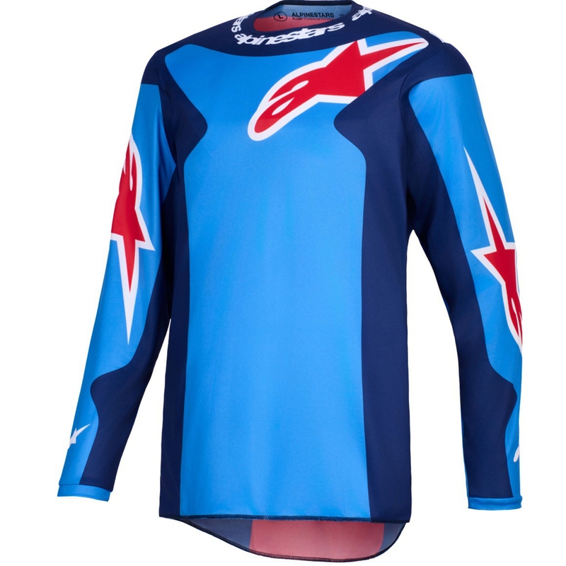 Camiseta de motocross Alpinestars Fluid Grid azul-roja