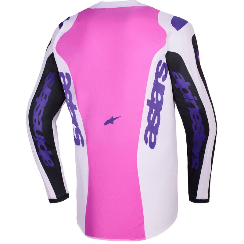 Camiseta de motocross Alpinestars Fluid Grid en negro, gris claro y morado