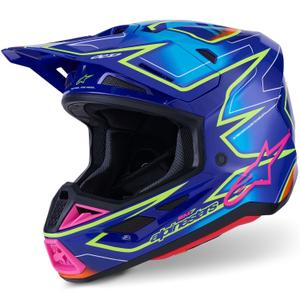 Casco de motocross Alpinestars SM7 Cast azul-rosa-amarillo fluorescente