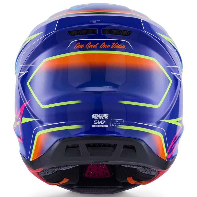 Casco de motocross Alpinestars SM7 Cast azul-rosa-amarillo fluorescente