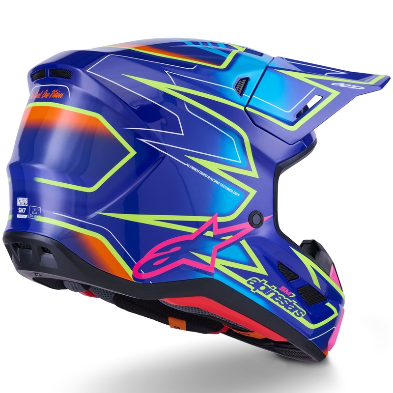 Casco de motocross Alpinestars SM7 Cast azul-rosa-amarillo fluorescente