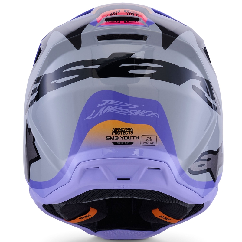 Casco de motocross Alpinestars S-M3 JETT LAWRENCE, edición gris-morado-negro