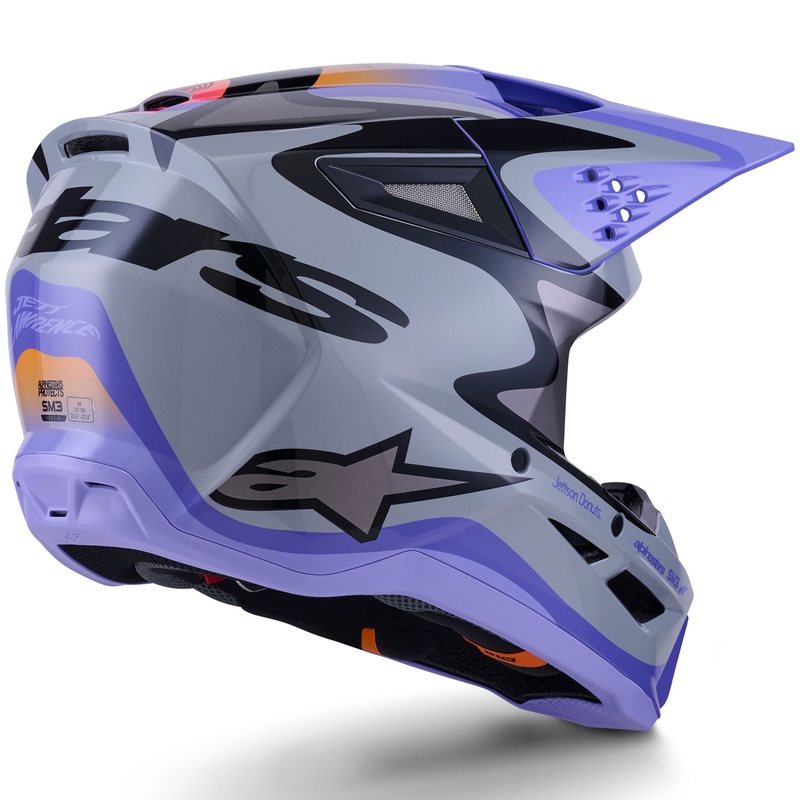 Casco de motocross Alpinestars S-M3 JETT LAWRENCE, edición gris-morado-negro