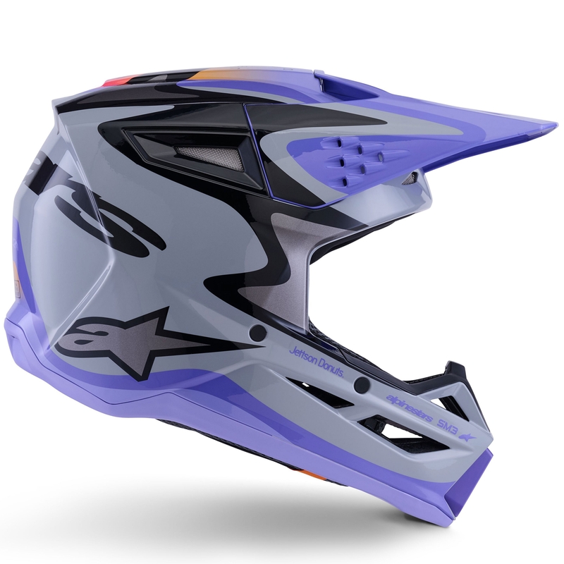 Casco de motocross Alpinestars S-M3 JETT LAWRENCE, edición gris-morado-negro