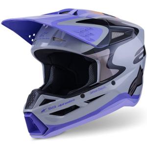 Casco de motocross Alpinestars S-M3 JETT LAWRENCE, edición gris-morado-negro