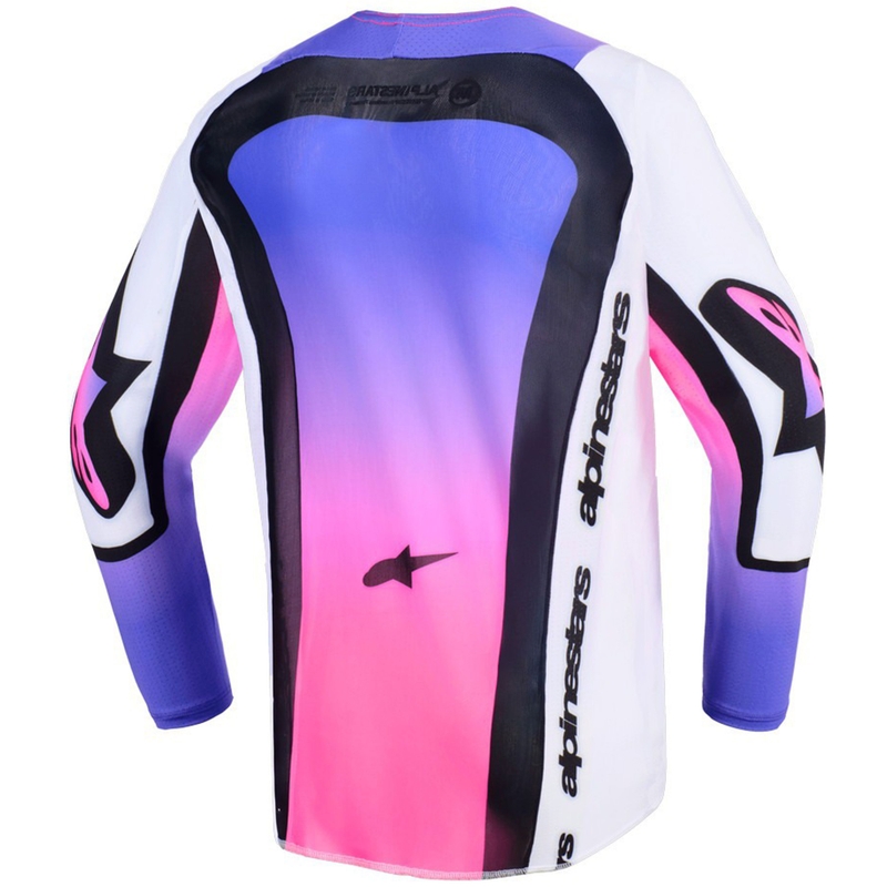 Camiseta de motocross Alpinestars Supertech Vista para niños (blanco, morado y negro)
