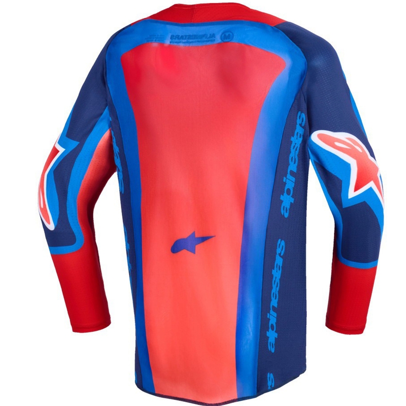 Camiseta de motocross Alpinestars Supertech Vista para niños en azul oscuro, coral y cobalto