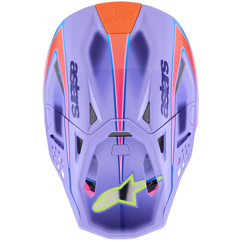 Casco de motocross Alpinestars S-M10 JETT LAWRENCE R01 morado-rosa fluo-amarillo fluo