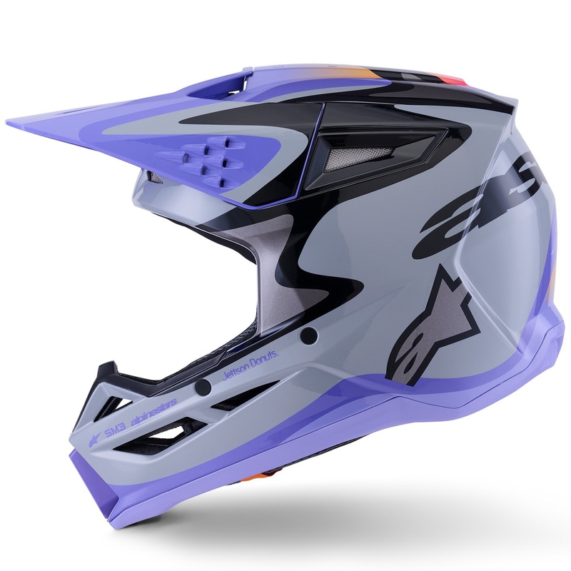 Casco de motocross infantil Alpinestars S-M3 JETT LAWRENCE, edición gris-violeta-negro