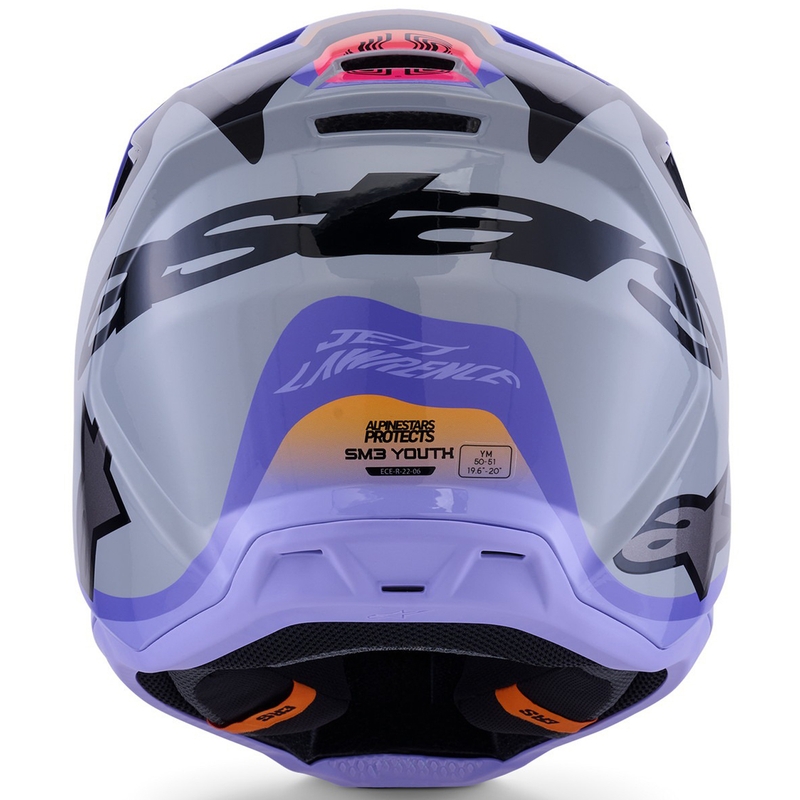Casco de motocross infantil Alpinestars S-M3 JETT LAWRENCE, edición gris-violeta-negro